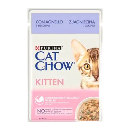 Cat Chow Pouch Sos İçinde Kuzu Etli ve Kabaklı Yavru Kedi Konservesi 85Gr
