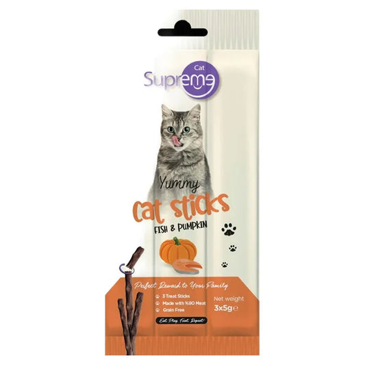 Supreme Cat Sticks Balkabaklı Somonlu Kedi Ödül 3x5 Gr