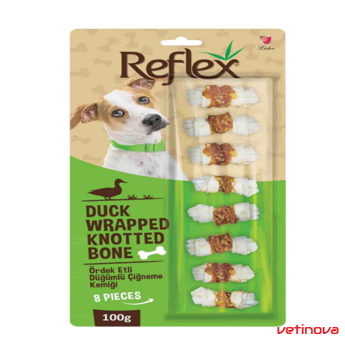 Reflex Ördek Etli Düğümlü 8li Köpek Ödül Kemiği 100 Gr